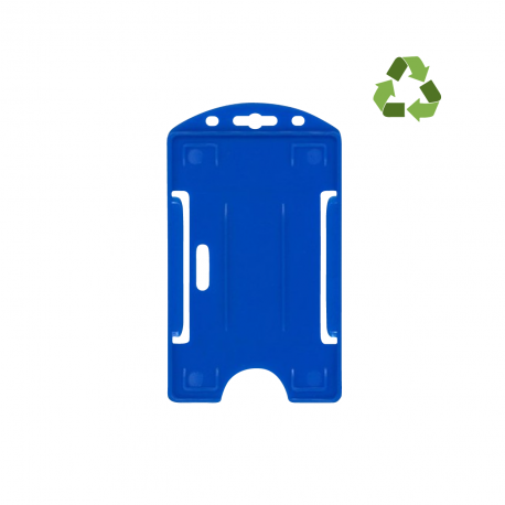 Porte-badge plastique biodégradable horizontal bleu - pour 1 carte